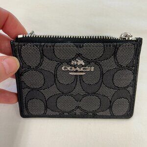 COACH Mini Skinny ID Card Holder / Keychain Black Signature Canvas